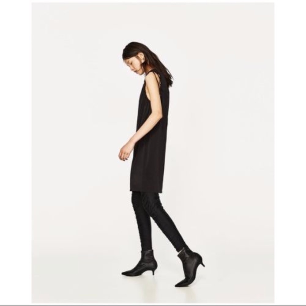 NWT Zara Trafaluc Black One Sleeve Slinky Avant Garde Dress Size S - Picture 4 of 7
